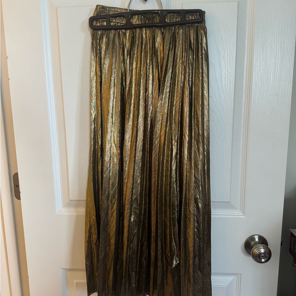 Gold Pleated Skirt